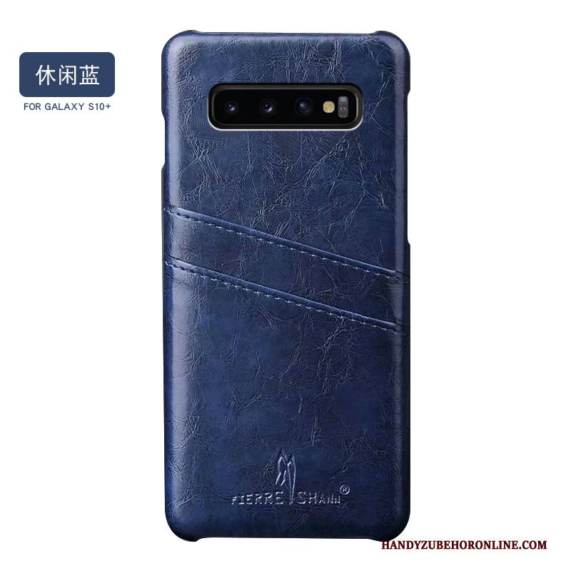 Hülle Samsung Galaxy S10+ Lederhülle Einfach Trendmarke, Case Samsung Galaxy S10+ Kreativ High-end Anti-sturz