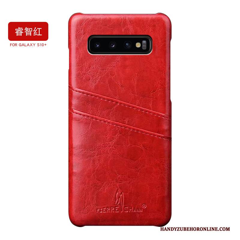 Hülle Samsung Galaxy S10+ Lederhülle Einfach Trendmarke, Case Samsung Galaxy S10+ Kreativ High-end Anti-sturz