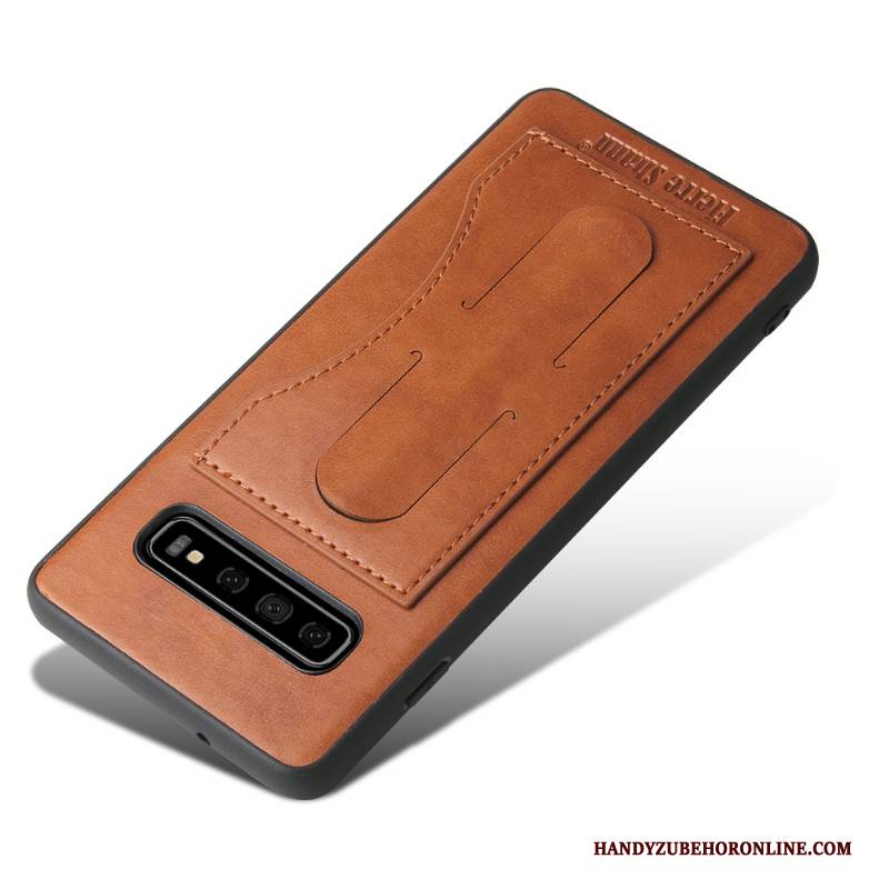 Hülle Samsung Galaxy S10 Lederhülle Handyhüllen Dunkel, Case Samsung Galaxy S10 Unsichtbar