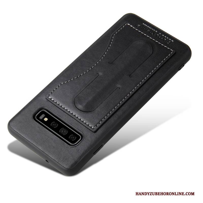 Hülle Samsung Galaxy S10 Lederhülle Handyhüllen Dunkel, Case Samsung Galaxy S10 Unsichtbar