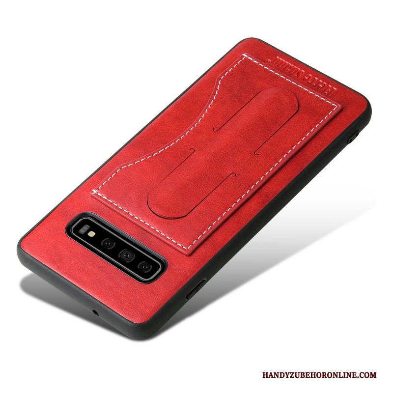 Hülle Samsung Galaxy S10 Lederhülle Handyhüllen Dunkel, Case Samsung Galaxy S10 Unsichtbar