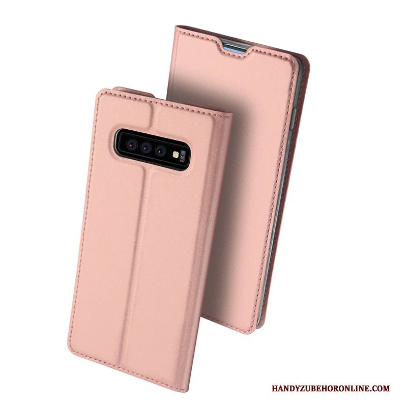 Hülle Samsung Galaxy S10+ Lederhülle Karte Business, Case Samsung Galaxy S10+ Taschen Gold Handyhüllen