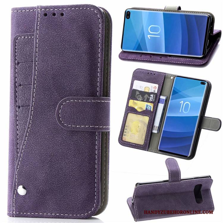 Hülle Samsung Galaxy S10 Lederhülle Nubuck Blau, Case Samsung Galaxy S10 Handyhüllen Anti-sturz