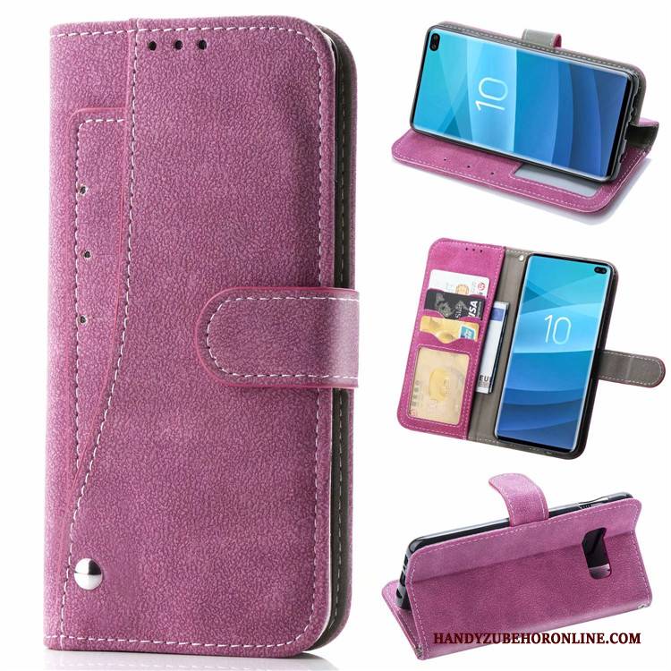 Hülle Samsung Galaxy S10 Lederhülle Nubuck Blau, Case Samsung Galaxy S10 Handyhüllen Anti-sturz