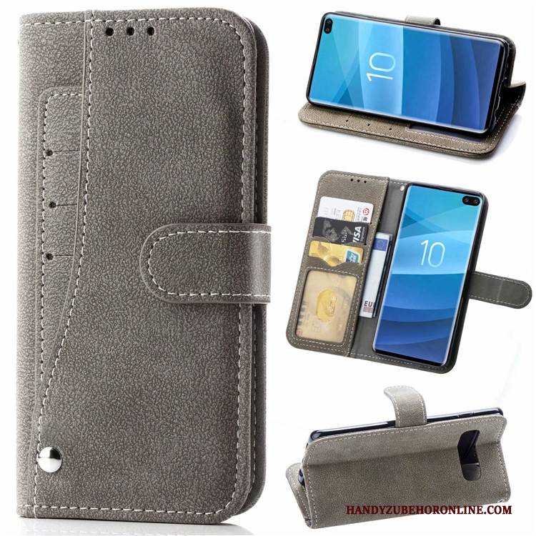 Hülle Samsung Galaxy S10 Lederhülle Nubuck Blau, Case Samsung Galaxy S10 Handyhüllen Anti-sturz