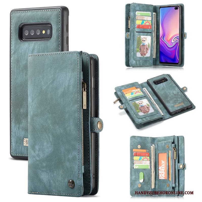 Hülle Samsung Galaxy S10+ Lederhülle Rot Trend, Case Samsung Galaxy S10+ Geldbörse Karte Handyhüllen