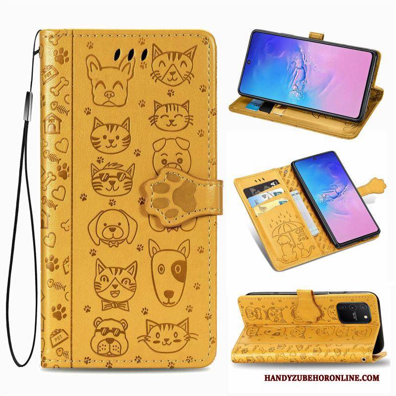 Hülle Samsung Galaxy S10 Lite Lederhülle Handyhüllen Anti-sturz, Case Samsung Galaxy S10 Lite Folio Grün Muster