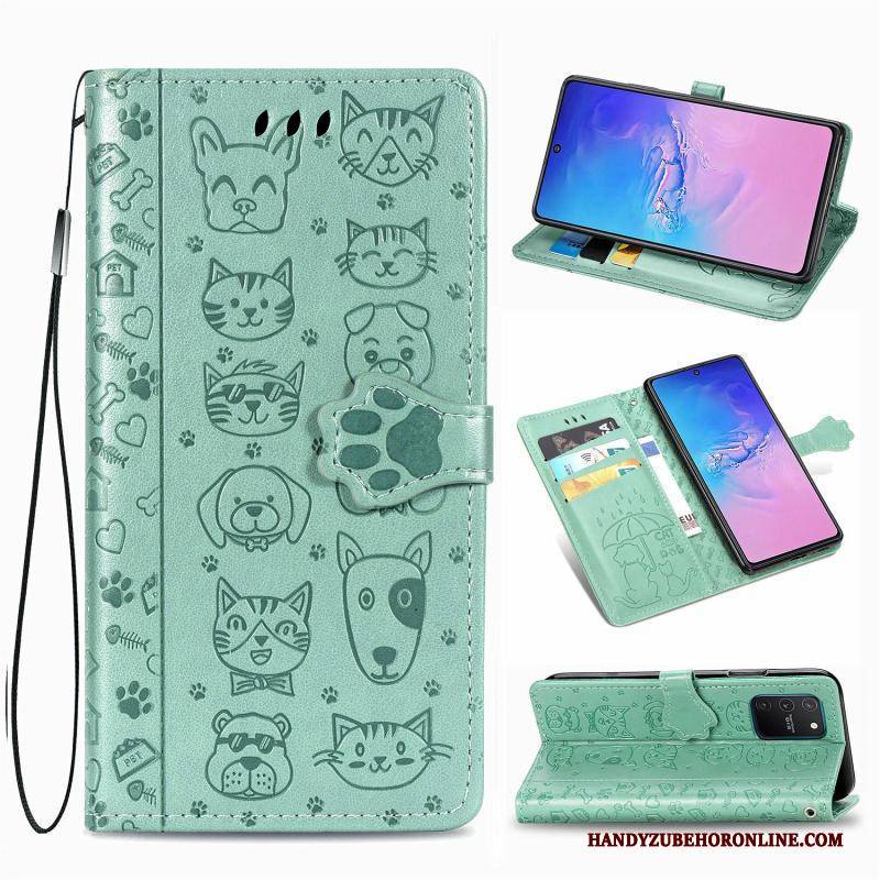 Hülle Samsung Galaxy S10 Lite Lederhülle Handyhüllen Anti-sturz, Case Samsung Galaxy S10 Lite Folio Grün Muster