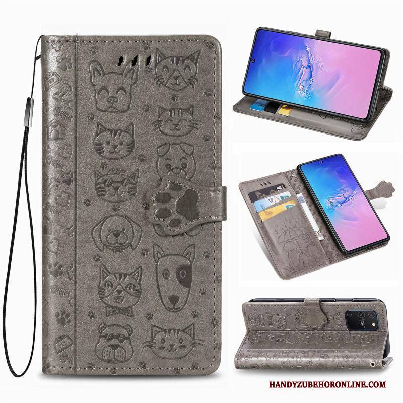 Hülle Samsung Galaxy S10 Lite Lederhülle Handyhüllen Anti-sturz, Case Samsung Galaxy S10 Lite Folio Grün Muster