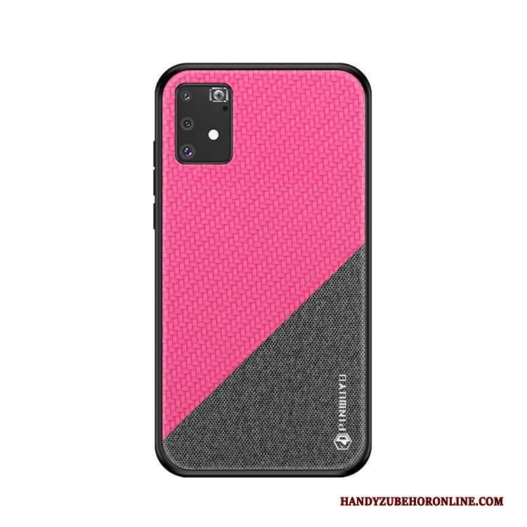 Hülle Samsung Galaxy S10 Lite Taschen Rosa Handyhüllen, Case Samsung Galaxy S10 Lite Lederhülle Leinwand Nubuck