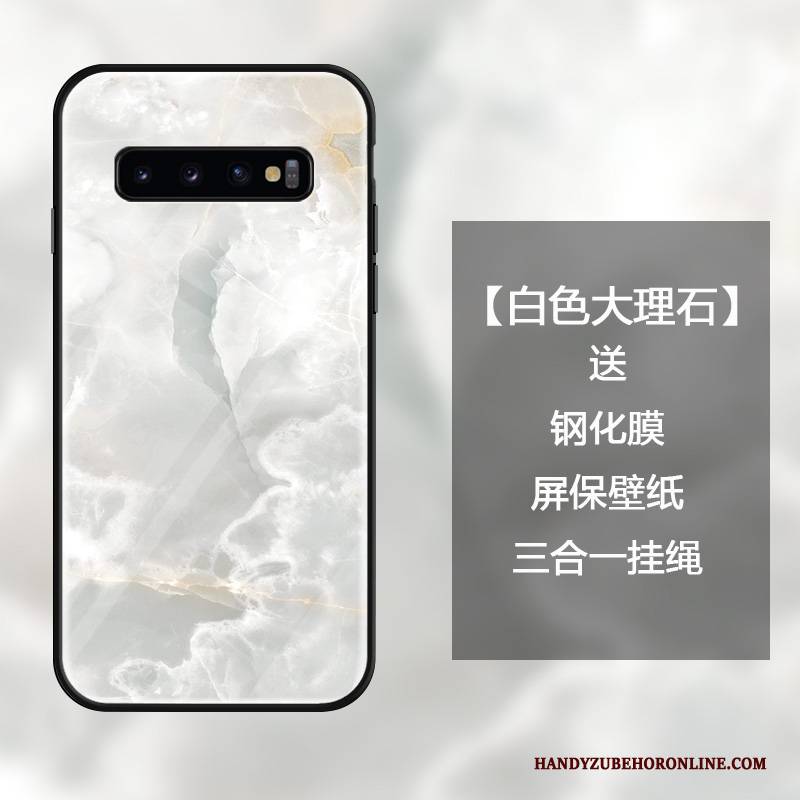 Hülle Samsung Galaxy S10 Luxus Persönlichkeit Grün, Case Samsung Galaxy S10 Kreativ Gehärtetes Glas Anti-sturz