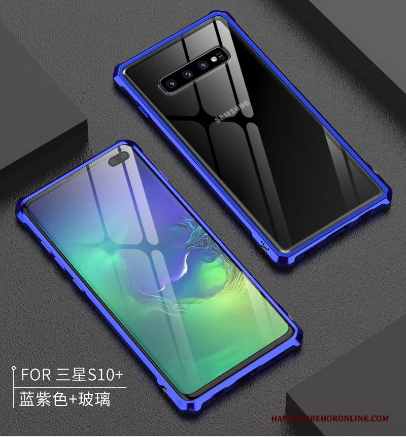 Hülle Samsung Galaxy S10+ Metall Anti-sturz Grenze, Case Samsung Galaxy S10+ Schutz Grün Transparent