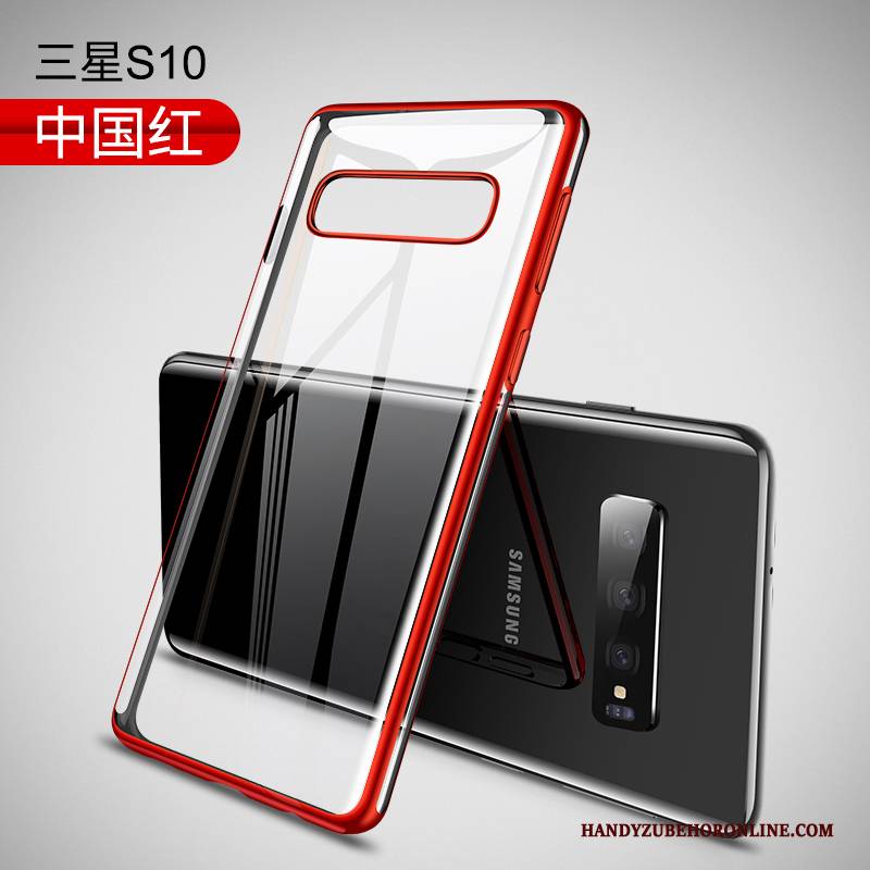 Hülle Samsung Galaxy S10 Mode Persönlichkeit Handyhüllen, Case Samsung Galaxy S10 Silikon Transparent Netto Rot