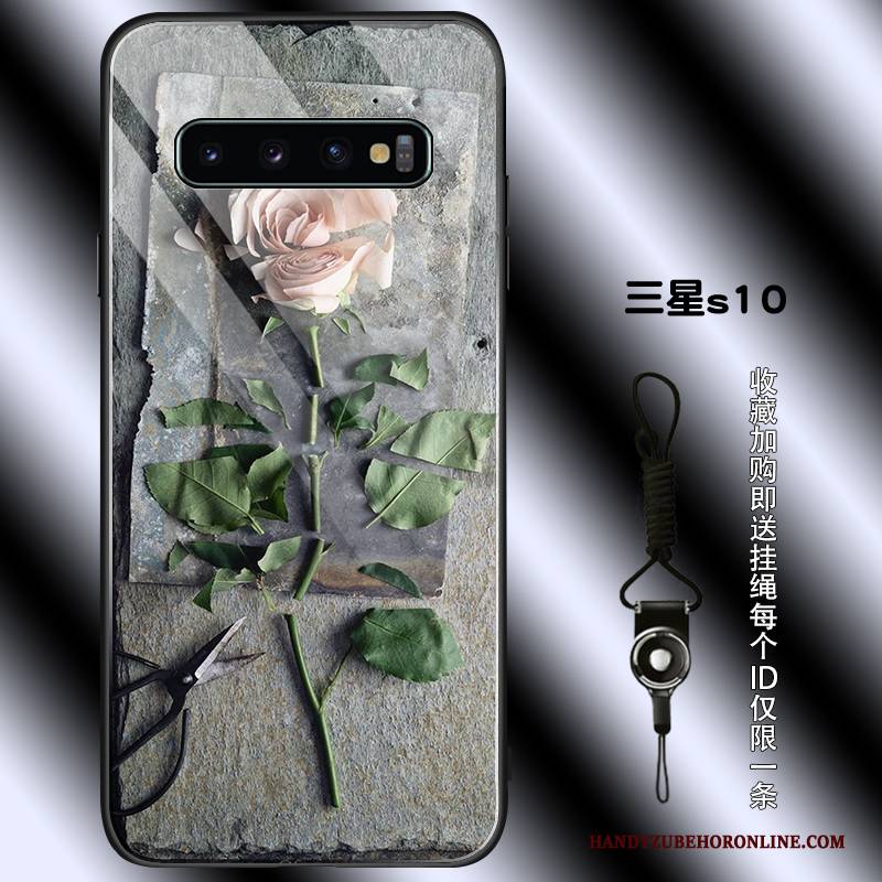 Hülle Samsung Galaxy S10 Retro Netto Rot Glas, Case Samsung Galaxy S10 Schutz Blumen Jugend