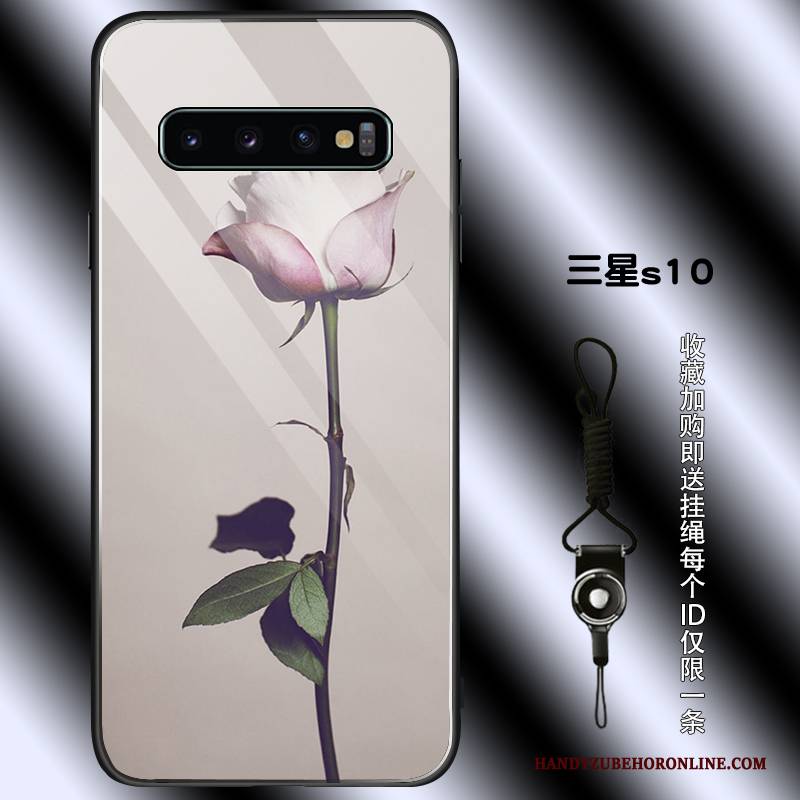 Hülle Samsung Galaxy S10 Retro Netto Rot Glas, Case Samsung Galaxy S10 Schutz Blumen Jugend