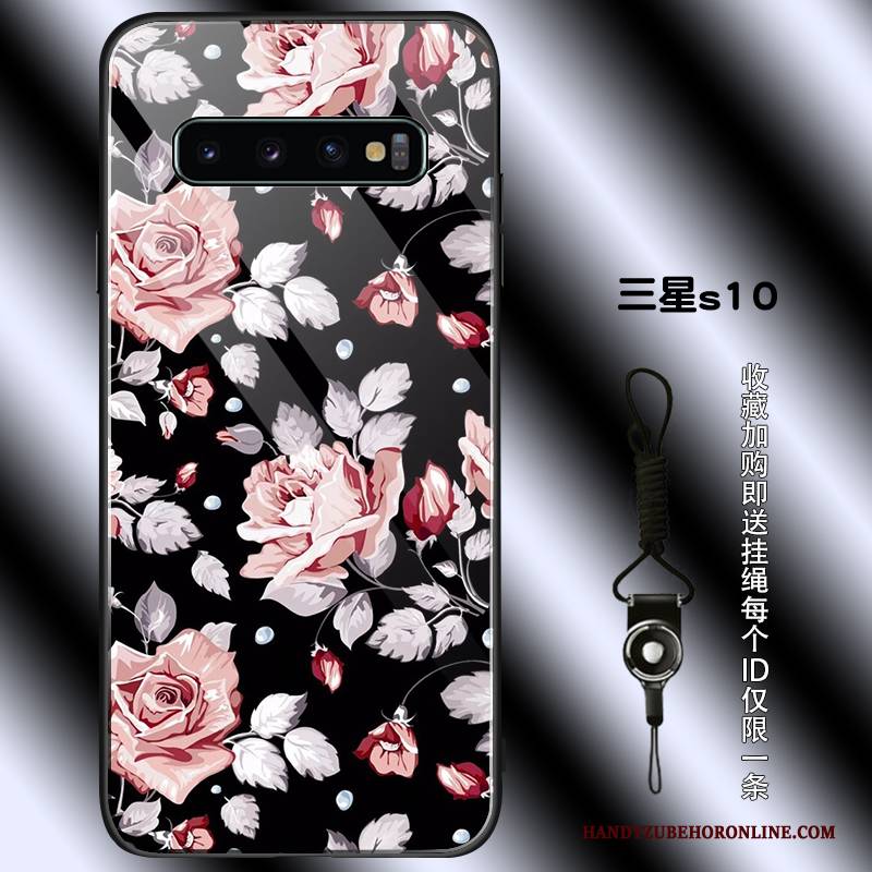 Hülle Samsung Galaxy S10 Retro Netto Rot Glas, Case Samsung Galaxy S10 Schutz Blumen Jugend