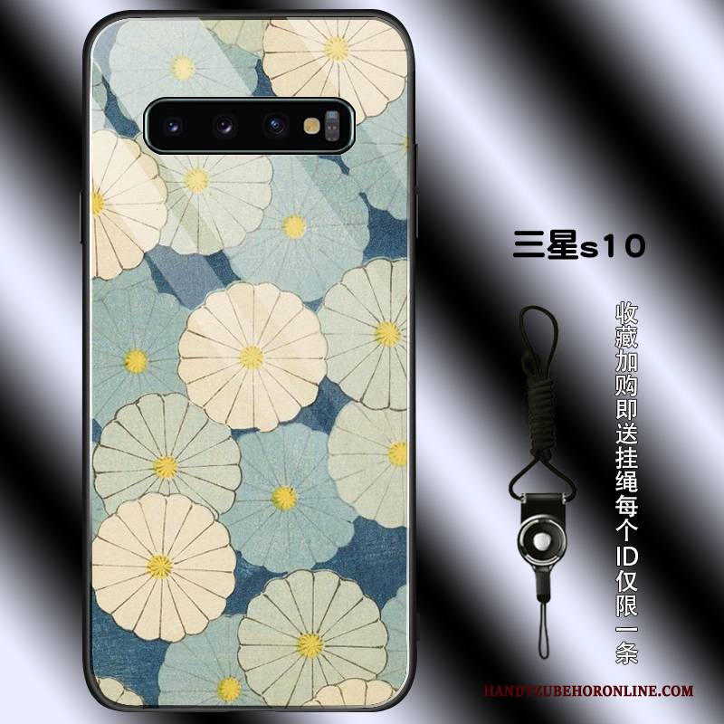 Hülle Samsung Galaxy S10 Retro Netto Rot Glas, Case Samsung Galaxy S10 Schutz Blumen Jugend