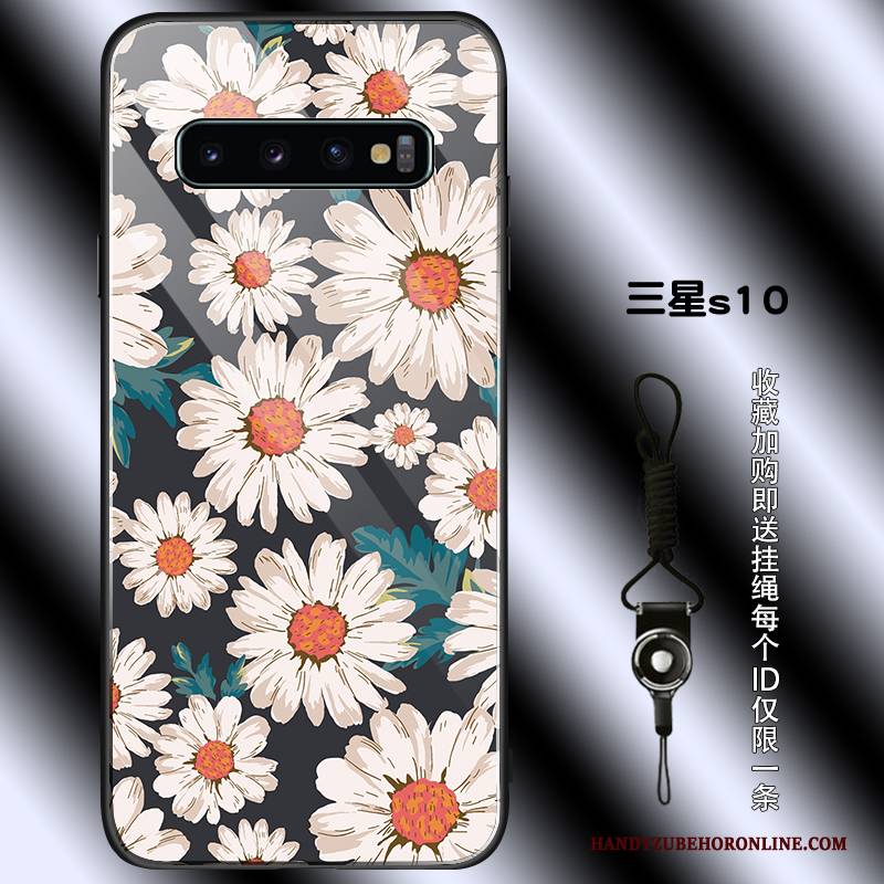 Hülle Samsung Galaxy S10 Retro Netto Rot Glas, Case Samsung Galaxy S10 Schutz Blumen Jugend