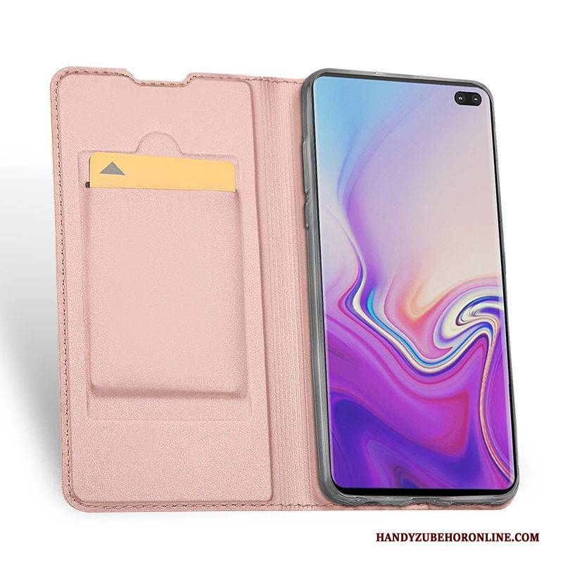 Hülle Samsung Galaxy S10 Schutz Handyhüllen Schwarz, Case Samsung Galaxy S10 Leder