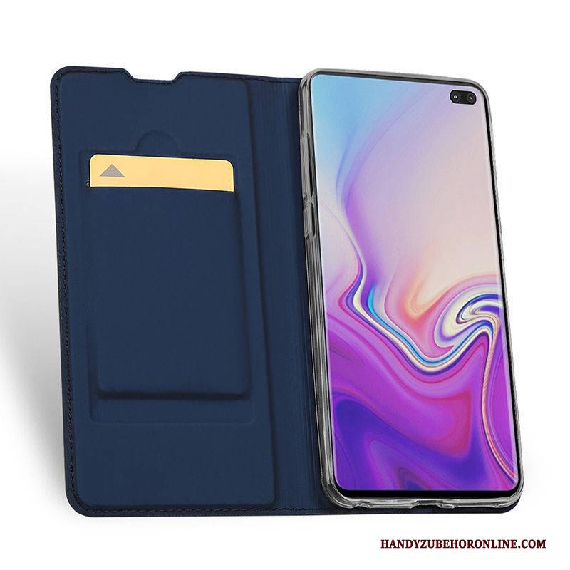 Hülle Samsung Galaxy S10 Schutz Handyhüllen Schwarz, Case Samsung Galaxy S10 Leder