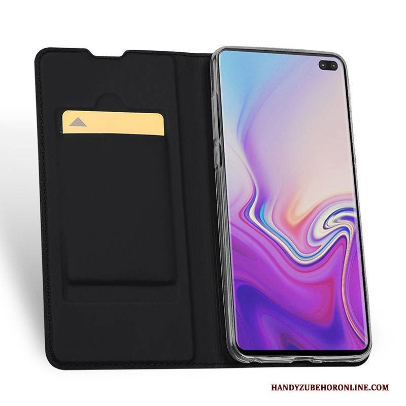 Hülle Samsung Galaxy S10 Schutz Handyhüllen Schwarz, Case Samsung Galaxy S10 Leder