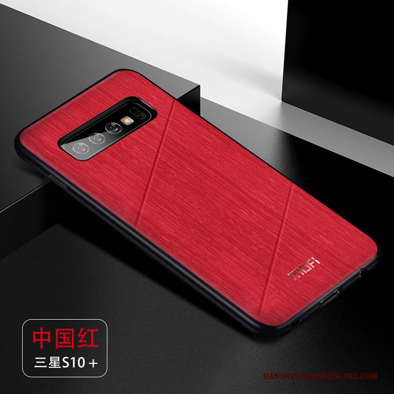 Hülle Samsung Galaxy S10+ Schutz Nubuck Handyhüllen, Case Samsung Galaxy S10+ Leder Neu Grau