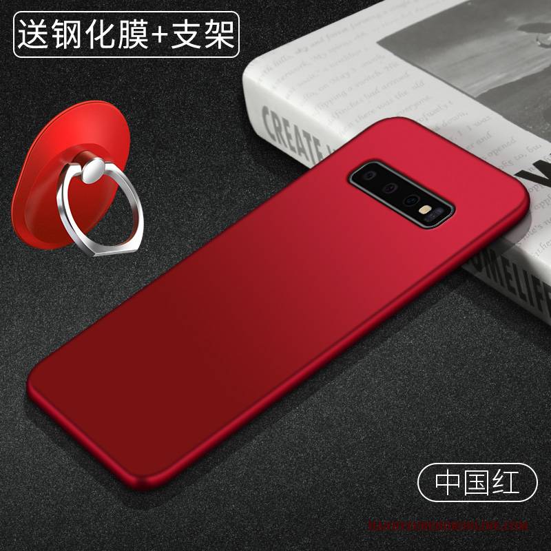 Hülle Samsung Galaxy S10+ Schutz Nubuck Rot, Case Samsung Galaxy S10+ Weiche Schlank Handyhüllen