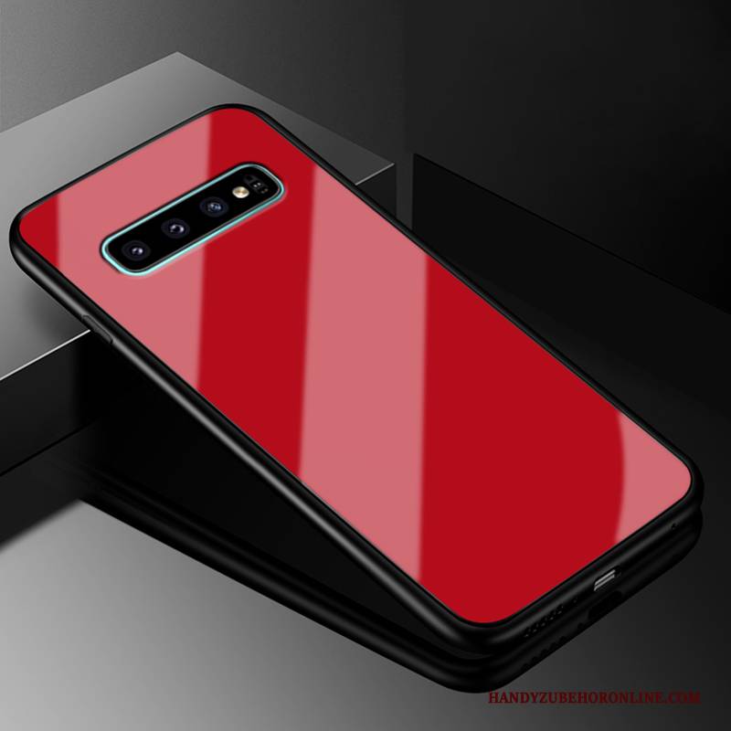 Hülle Samsung Galaxy S10 Silikon Anti-sturz Handyhüllen, Case Samsung Galaxy S10 Schutz Glas Rot