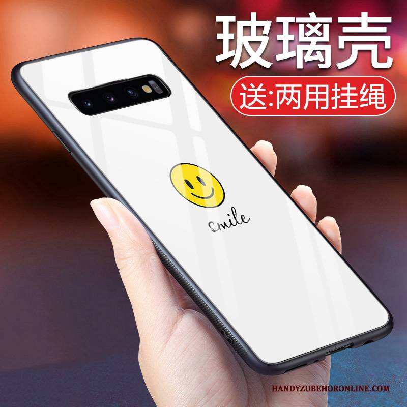 Hülle Samsung Galaxy S10+ Silikon Anti-sturz Smiley, Case Samsung Galaxy S10+ Karikatur Einfach Schwarz