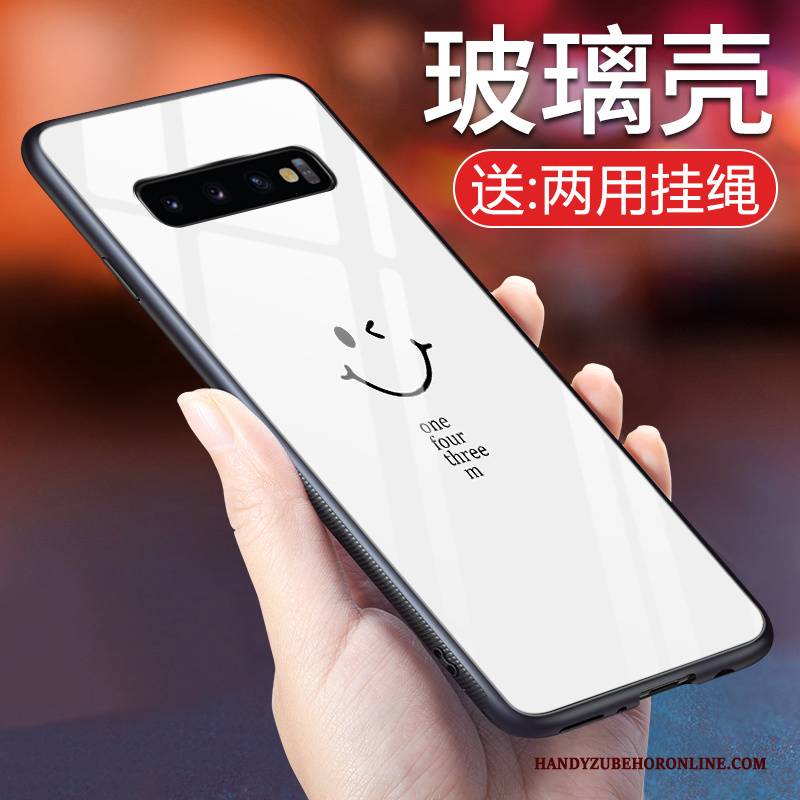 Hülle Samsung Galaxy S10+ Silikon Anti-sturz Smiley, Case Samsung Galaxy S10+ Karikatur Einfach Schwarz