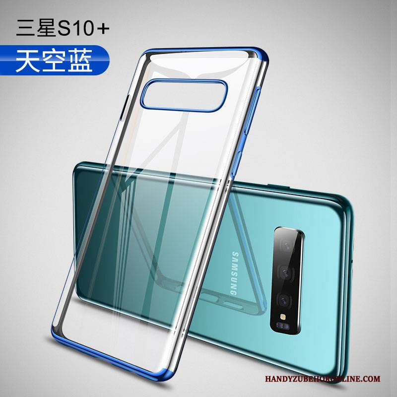 Hülle Samsung Galaxy S10+ Silikon Blau Schlank, Case Samsung Galaxy S10+ Taschen Anti-sturz Trend