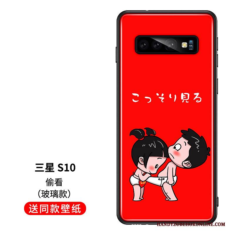 Hülle Samsung Galaxy S10 Silikon Liebhaber Rot, Case Samsung Galaxy S10 Kreativ Glas Persönlichkeit