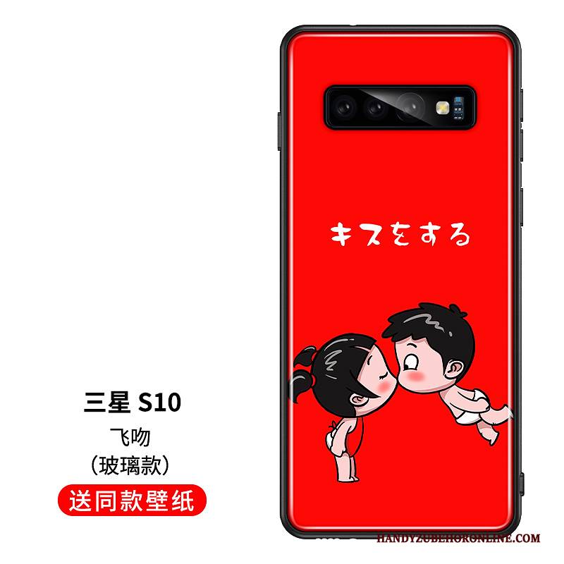 Hülle Samsung Galaxy S10 Silikon Liebhaber Rot, Case Samsung Galaxy S10 Kreativ Glas Persönlichkeit