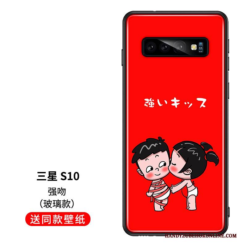 Hülle Samsung Galaxy S10 Silikon Liebhaber Rot, Case Samsung Galaxy S10 Kreativ Glas Persönlichkeit