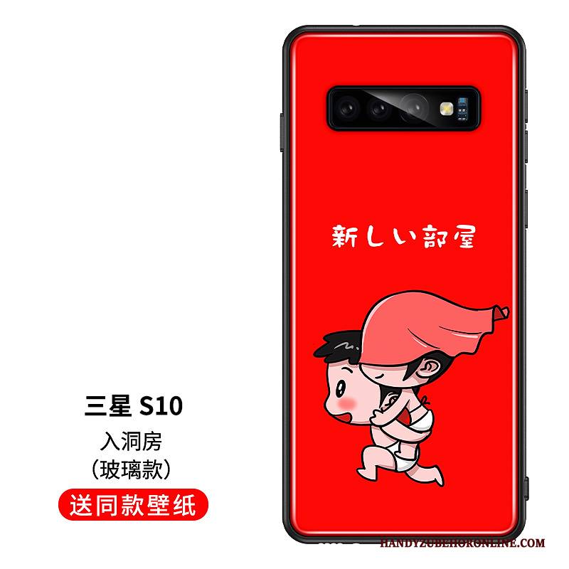 Hülle Samsung Galaxy S10 Silikon Liebhaber Rot, Case Samsung Galaxy S10 Kreativ Glas Persönlichkeit