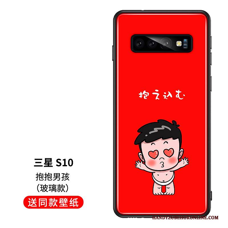 Hülle Samsung Galaxy S10 Silikon Liebhaber Rot, Case Samsung Galaxy S10 Kreativ Glas Persönlichkeit