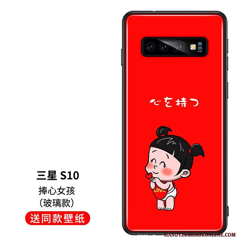 Hülle Samsung Galaxy S10 Silikon Liebhaber Rot, Case Samsung Galaxy S10 Kreativ Glas Persönlichkeit