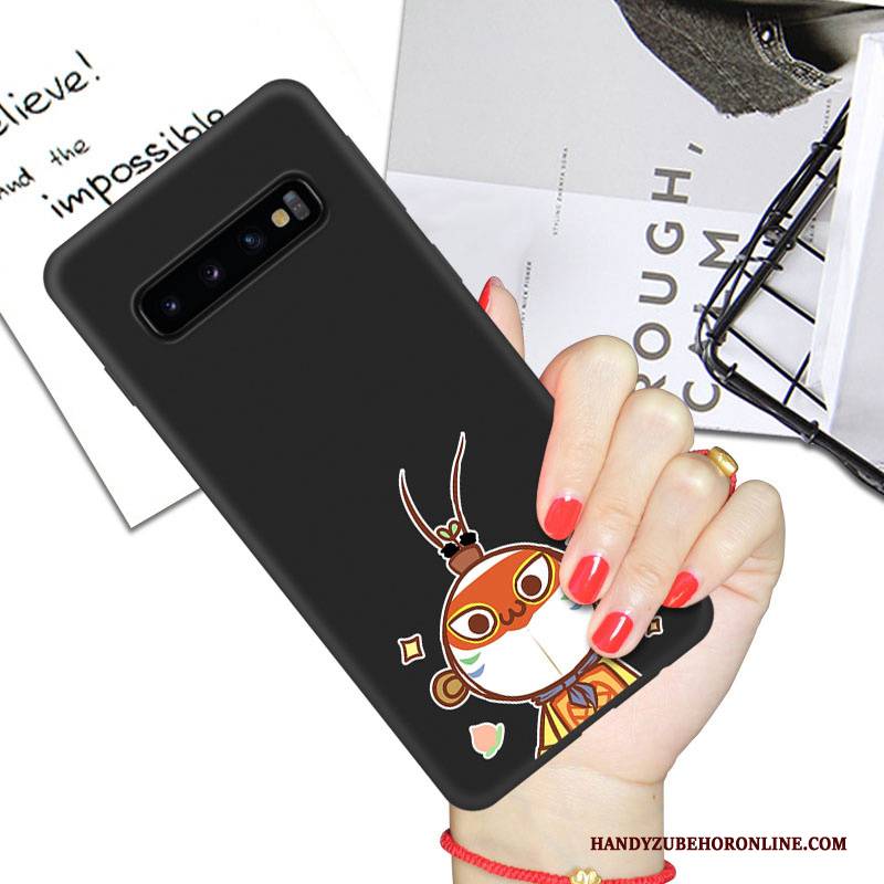 Hülle Samsung Galaxy S10+ Taschen Anti-sturz Schwarz, Case Samsung Galaxy S10+ Karikatur Trend Netto Rot