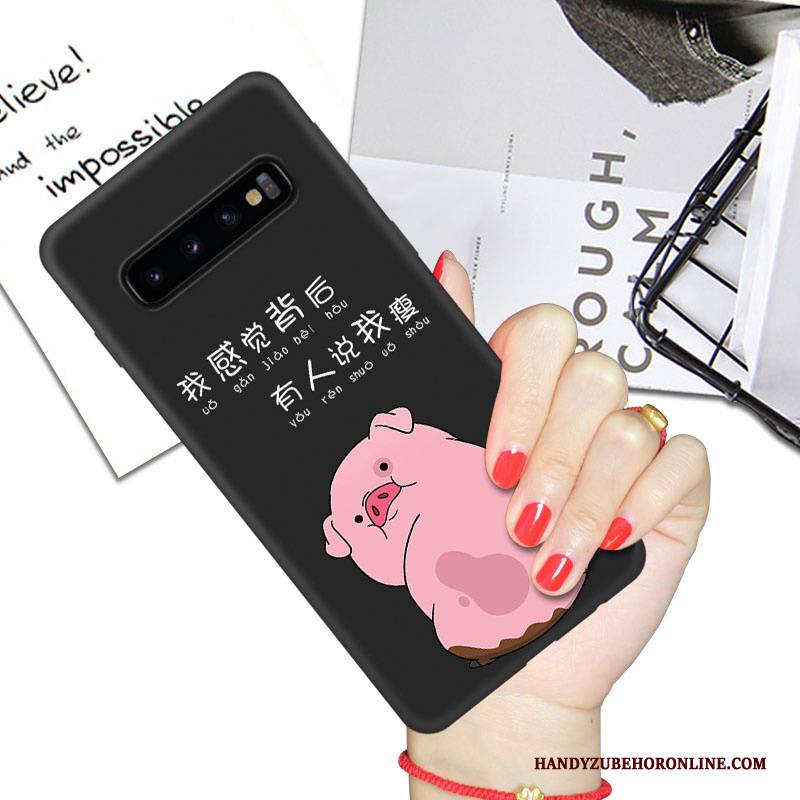 Hülle Samsung Galaxy S10+ Taschen Anti-sturz Schwarz, Case Samsung Galaxy S10+ Karikatur Trend Netto Rot