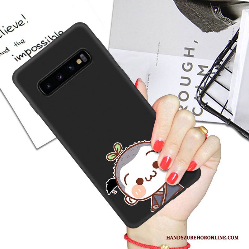 Hülle Samsung Galaxy S10+ Taschen Anti-sturz Schwarz, Case Samsung Galaxy S10+ Karikatur Trend Netto Rot