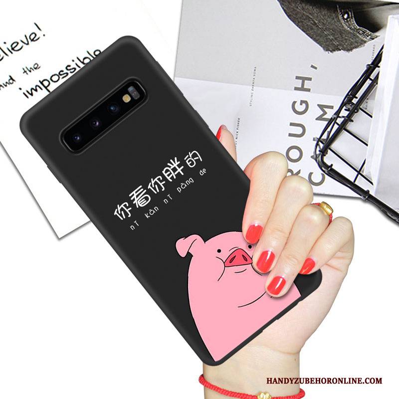 Hülle Samsung Galaxy S10+ Taschen Anti-sturz Schwarz, Case Samsung Galaxy S10+ Karikatur Trend Netto Rot