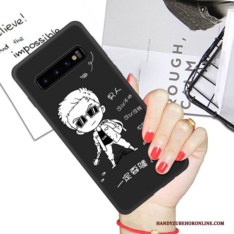 Hülle Samsung Galaxy S10+ Taschen Anti-sturz Schwarz, Case Samsung Galaxy S10+ Karikatur Trend Netto Rot