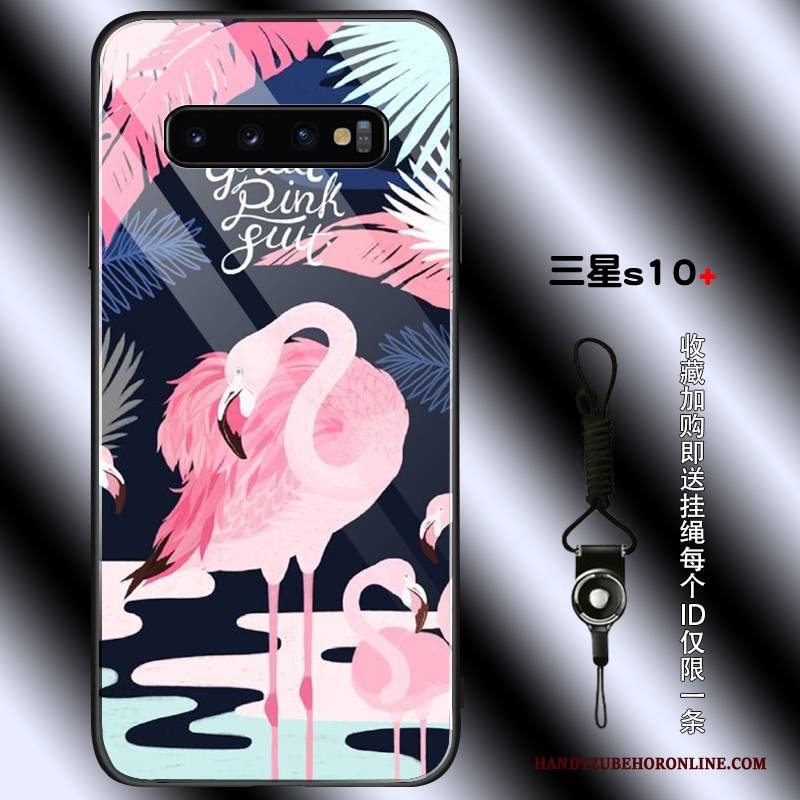 Hülle Samsung Galaxy S10+ Taschen Blau Glas, Case Samsung Galaxy S10+ Schutz Einfach Kran