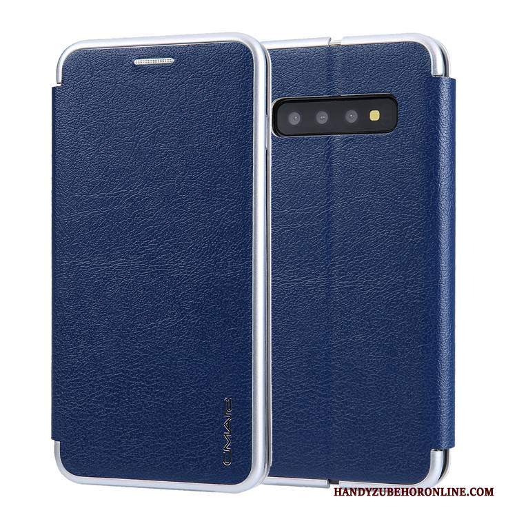 Hülle Samsung Galaxy S10+ Taschen Handyhüllen Anti-sturz, Case Samsung Galaxy S10+ Lederhülle Karte Grau