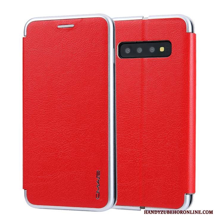 Hülle Samsung Galaxy S10+ Taschen Handyhüllen Anti-sturz, Case Samsung Galaxy S10+ Lederhülle Karte Grau