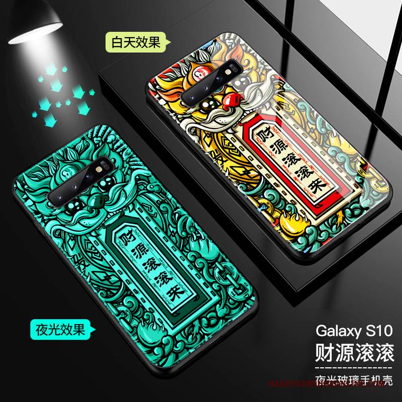 Hülle Samsung Galaxy S10 Taschen Leuchtende Anti-sturz, Case Samsung Galaxy S10 Schutz Glas Trend