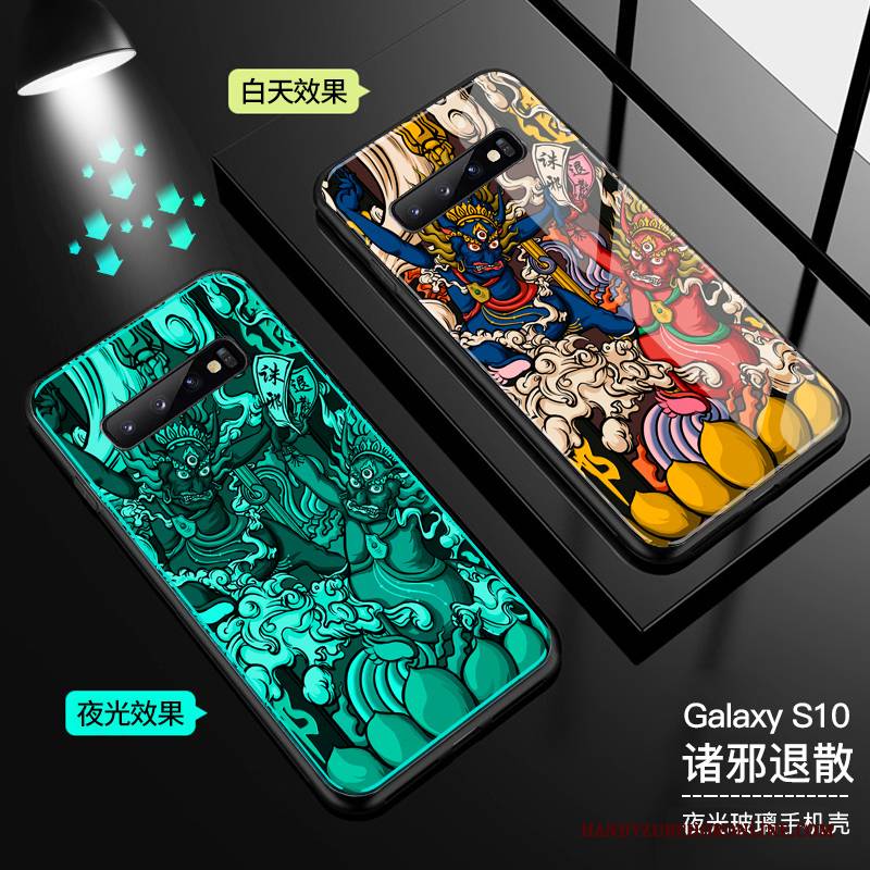 Hülle Samsung Galaxy S10 Taschen Leuchtende Anti-sturz, Case Samsung Galaxy S10 Schutz Glas Trend