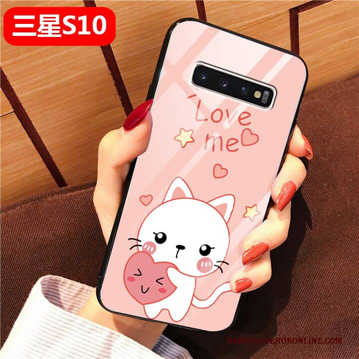 Hülle Samsung Galaxy S10 Taschen Schwer Glas, Case Samsung Galaxy S10 Silikon Rosa Handyhüllen