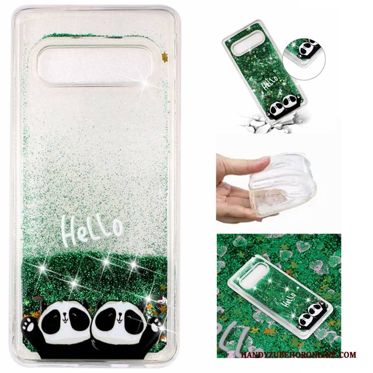 Hülle Samsung Galaxy S10 Weiche Flüssigkeit Treibsand, Case Samsung Galaxy S10 Schutz Handyhüllen Grün