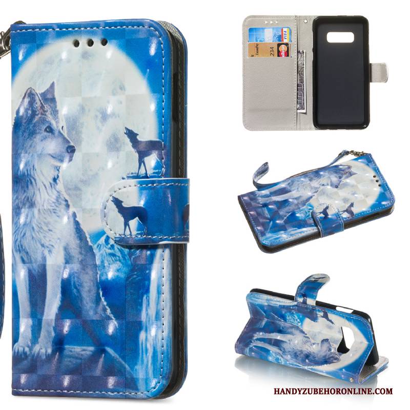 Hülle Samsung Galaxy S10e Folio Karte Blau, Case Samsung Galaxy S10e Lederhülle Handyhüllen